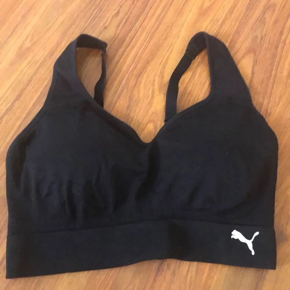 Puma Black sports bra removable pads L